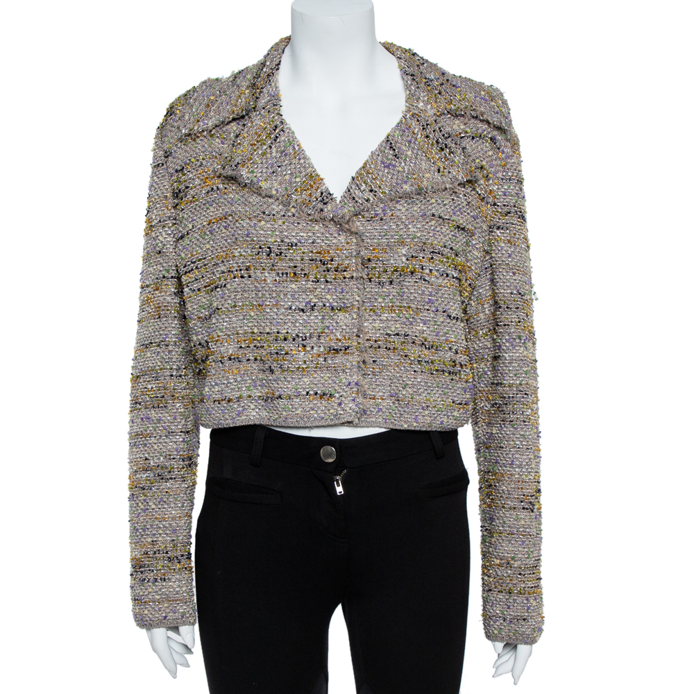 luxury-women-m-missoni-used-clothes-p357066-001 M Missoni Multicolor Tweed Cropped Blazer L