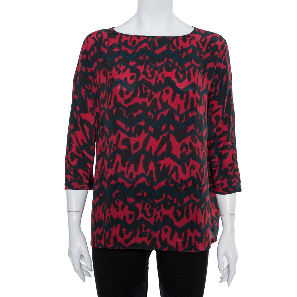M Missoni Multicolor Printed Silk Oversized Top S
