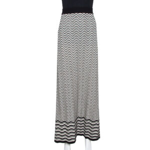 M Missoni Monochrome Wave Patterned Knit Maxi Skirt M
