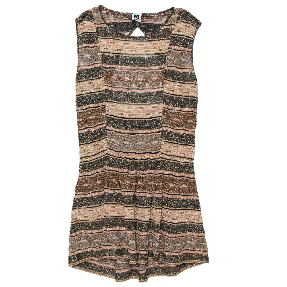 luxury-women-m-missoni-used-clothes-p414624-001 M Missoni Multicolor Lurex Knit Open Back Detail Mini Dress L