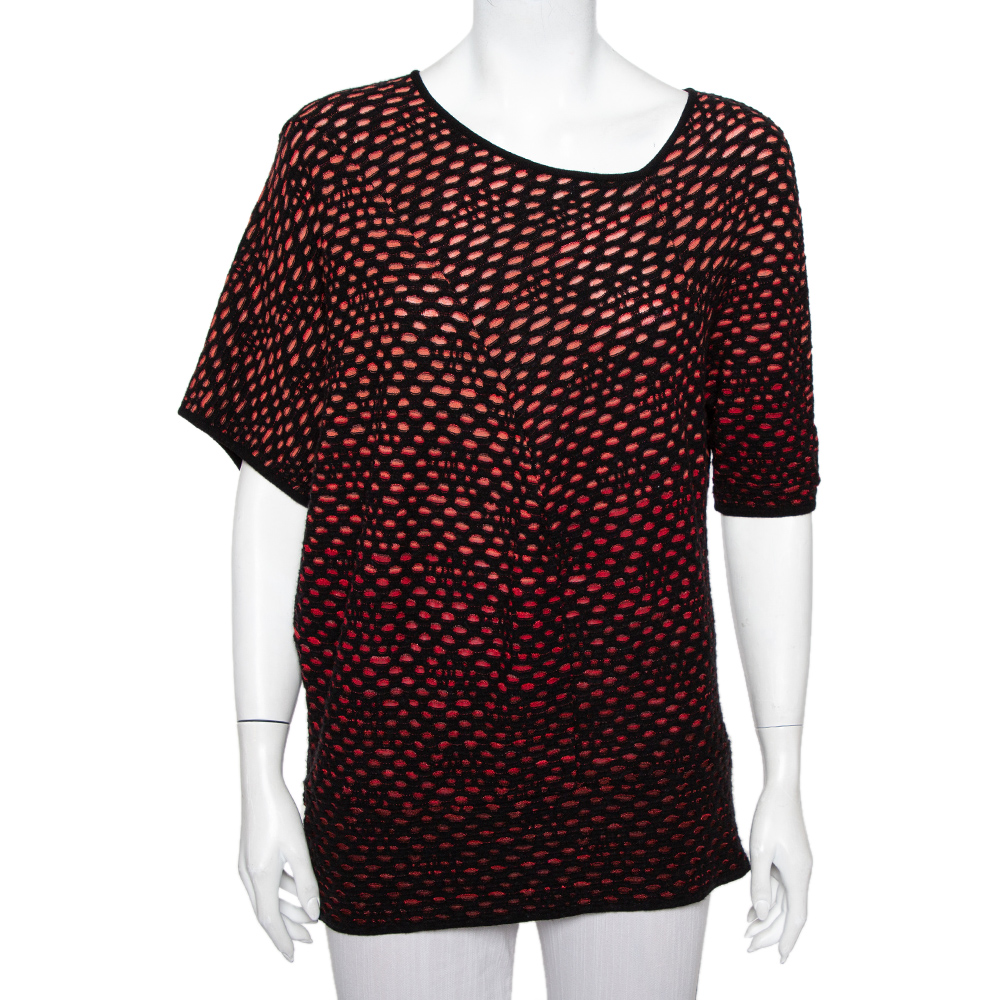 luxury-women-m-missoni-used-clothes-p466314-001 M Missoni Red & Back Jacquard Knit Top L