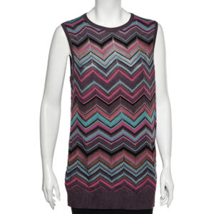 M Missoni Multicolored Perforated Knit Sleeveless Top XL