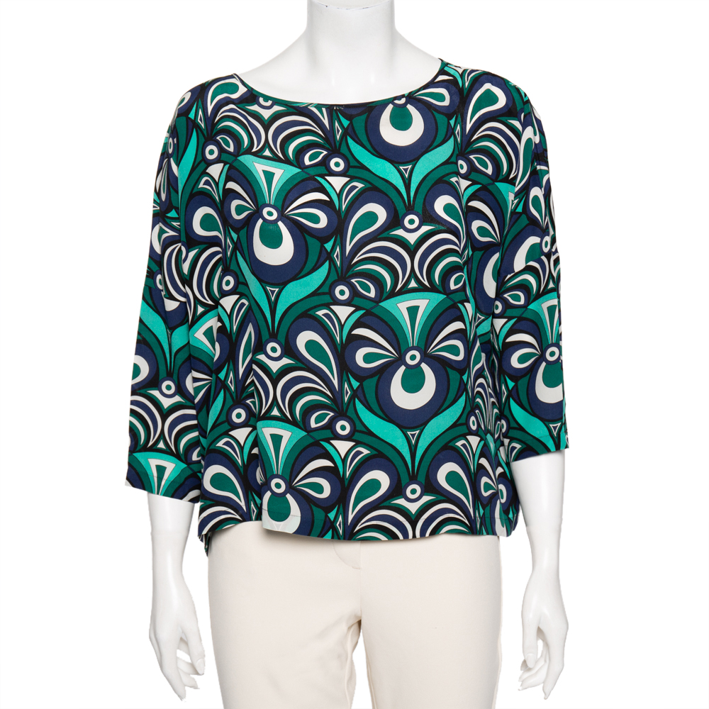 luxury-women-m-missoni-used-clothes-p596991-003-2 M Missoni Multicolor Printed Silk Crew Neck Top S