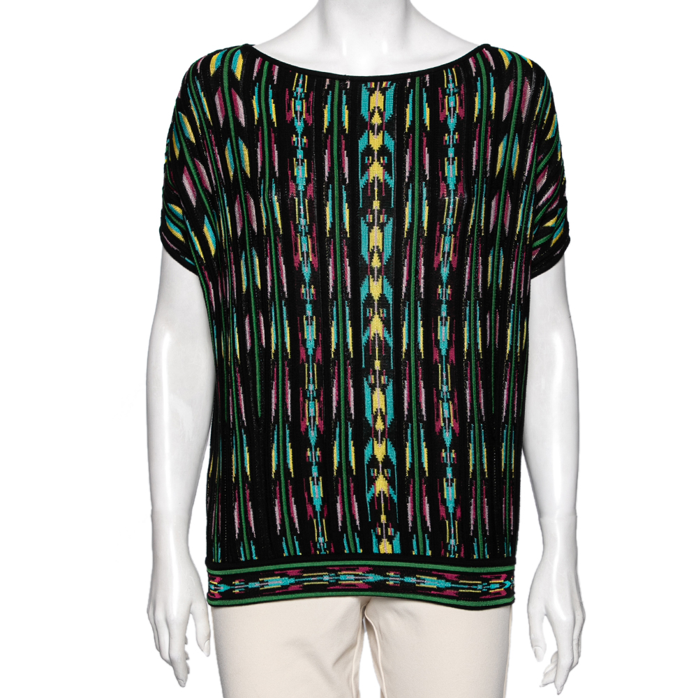 luxury-women-m-missoni-used-clothes-p605647-009-2 M Missoni Multicolor Perforated Pattern Knit Top S