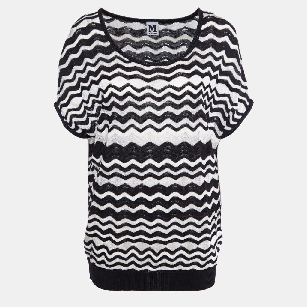luxury-women-m-missoni-used-clothes-p862076-003 M Missoni Monochrome Patterned Knit Top S