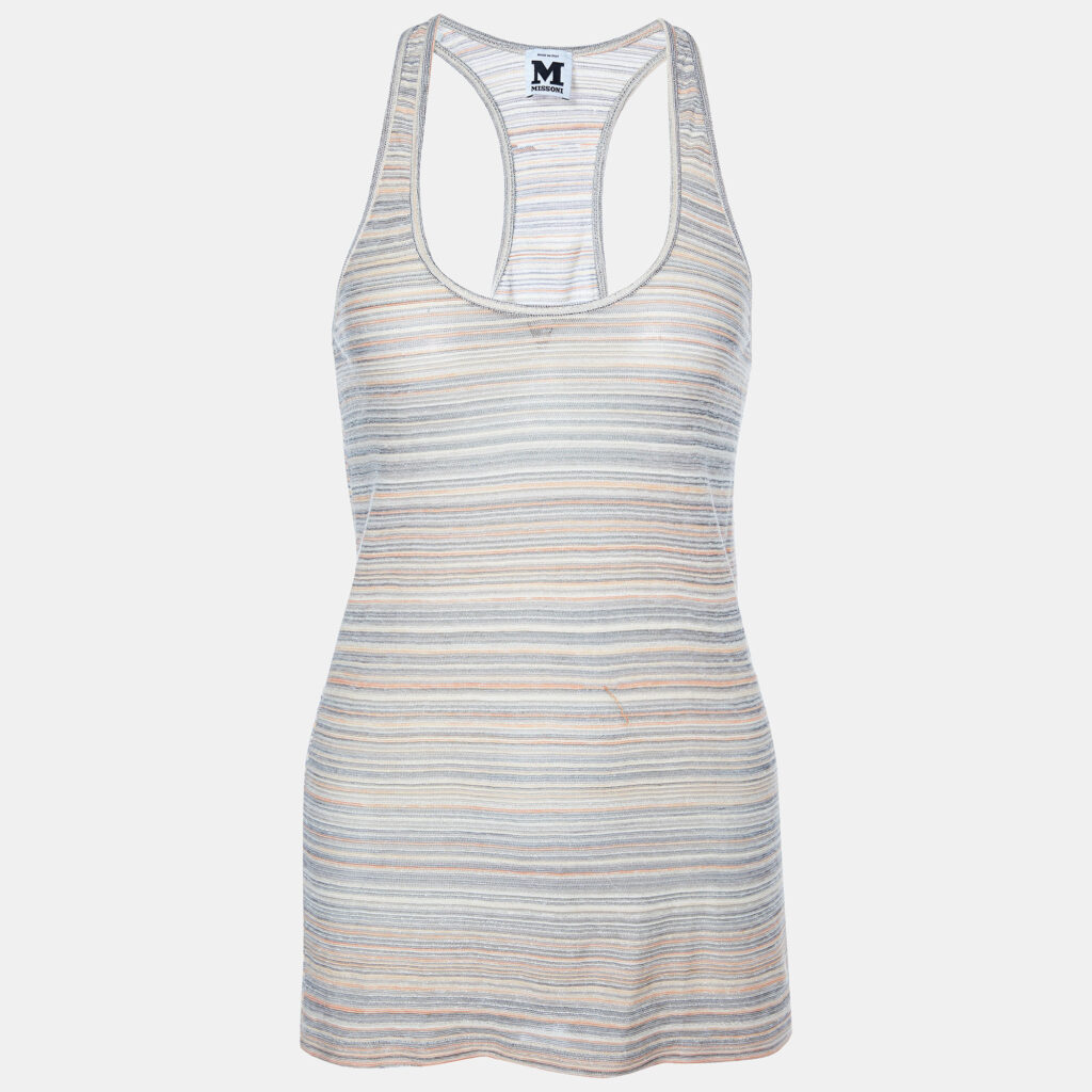 luxury-women-m-missoni-used-clothes-p873301-001 M Missoni Multicolor Lurex Knit Racer Back Tank Top M