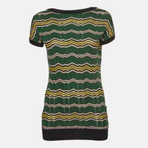 M Missoni Green Chevron Knit Short Sleeve Top S