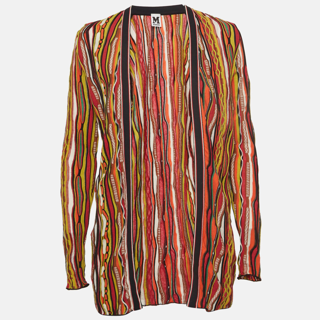 luxury-women-m-missoni-used-clothes-p963866-001 M Missoni Multicolor Striped Knit Open Front Cardigan S