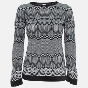 M Missoni Monochrome Chevron Pattern Crew Neck Sweatshirt S