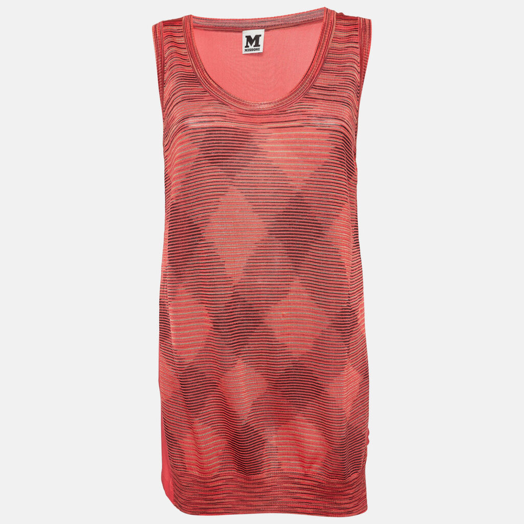 luxury-women-m-missoni-used-clothes-p980013-001 M Missoni Pink Patterned Knit Sleeveless Top M