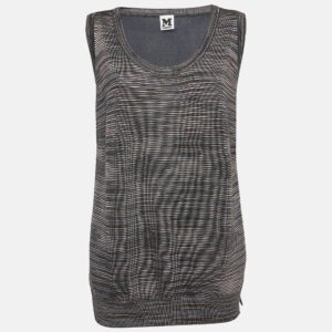 M Missoni Dark Teal Blue Patterned Knit Sleeveless Top M