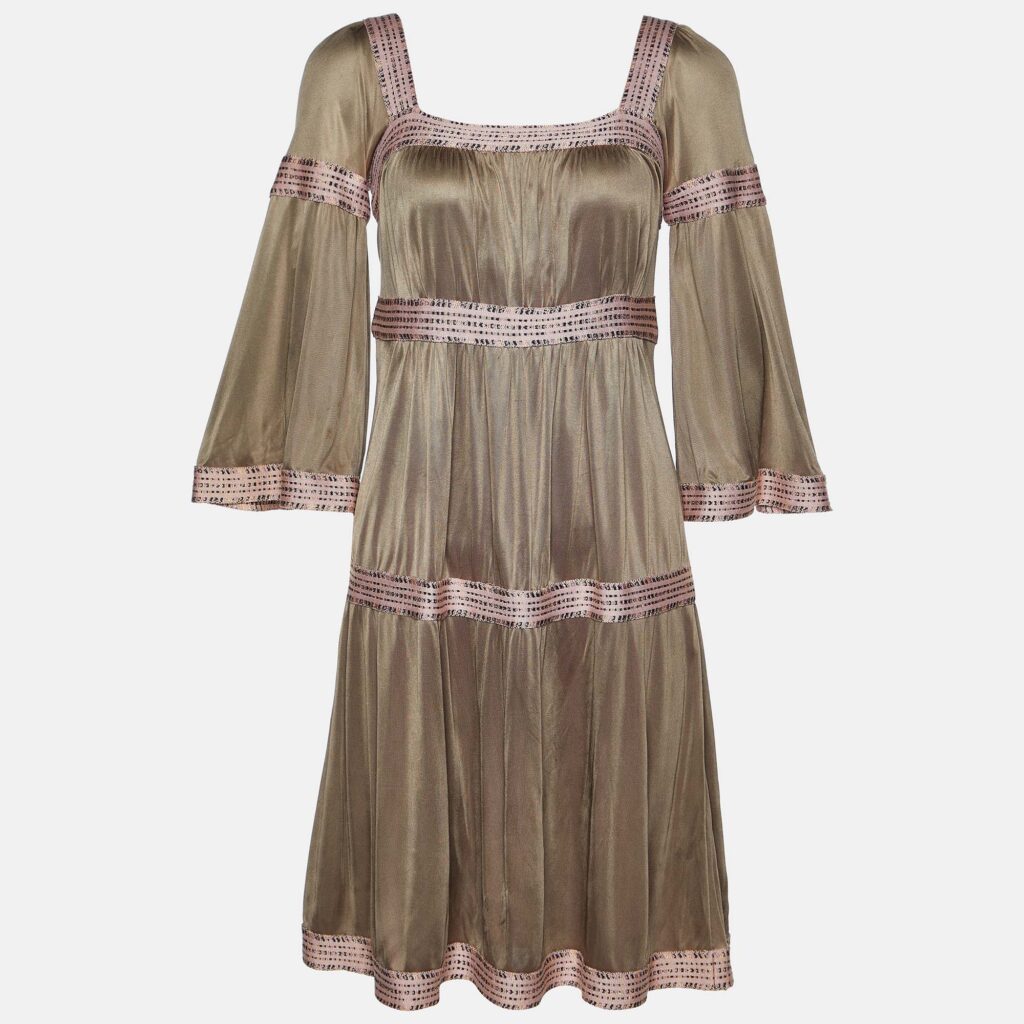 luxury-women-m-missoni-used-clothes-p981675-002 M Missoni Beige Jersey Tiered Short Dress M