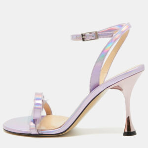 Mach & Mach Iridescent Purple Patent Leather and PVC French Bow Sandals Size 37.5