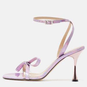 Mach & Mach Purple Iridescent Leather French Bow Sandals Size 40