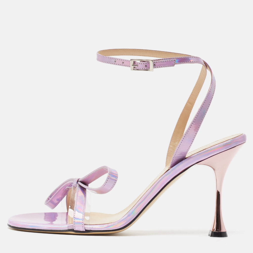 luxury-women-mach-mach-new-shoes-p997159-007 Mach & Mach Purple Iridescent Leather French Bow Sandals Size 38