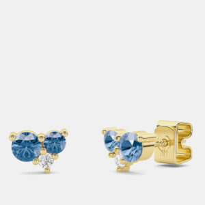 14K 3 Blue Lab Grown Diamond Stones Stud (0.75 Ctw)