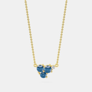 14K 3 Blue Lab Grown Diamond Stone 18" Pendant With Chain (0.60 Ctw)