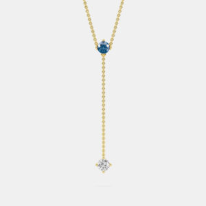 14K Blue Wt 2 Stone 18" Lab Grown Diamond Pendant (0.40 Ctw)