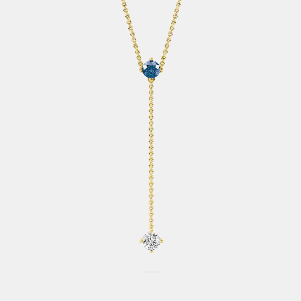14K Blue Wt 2 Stone 18" Lab Grown Diamond Pendant (0.40 Ctw)