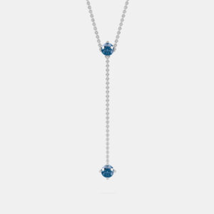 14K 2 Blue Stone 18" Lab Grown Diamond Pendant (0.40 Ctw)