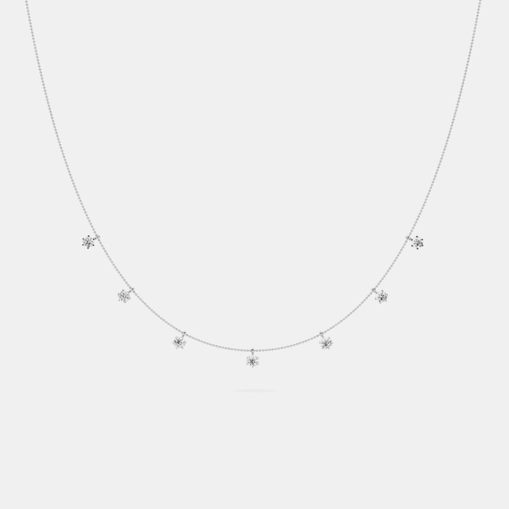 luxury-women-made-by-man-new-fine-jewelry-p1109639-001 14K 7 White Lab Grown Diamond Stone 18" Pendant (1.50 Ctw)