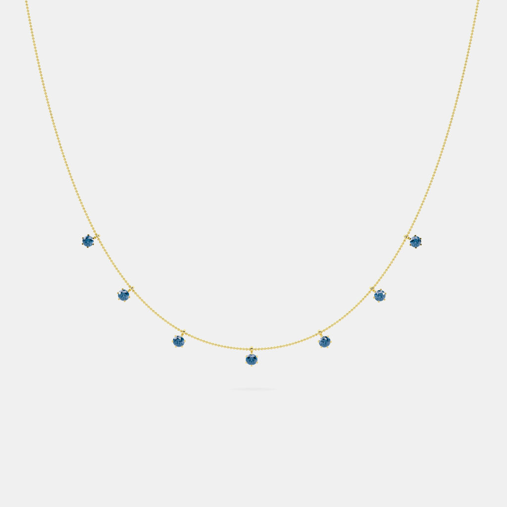 14K 7 Blue Lab Grown Diamond Stone 18" Pendant (1.50 Ctw)