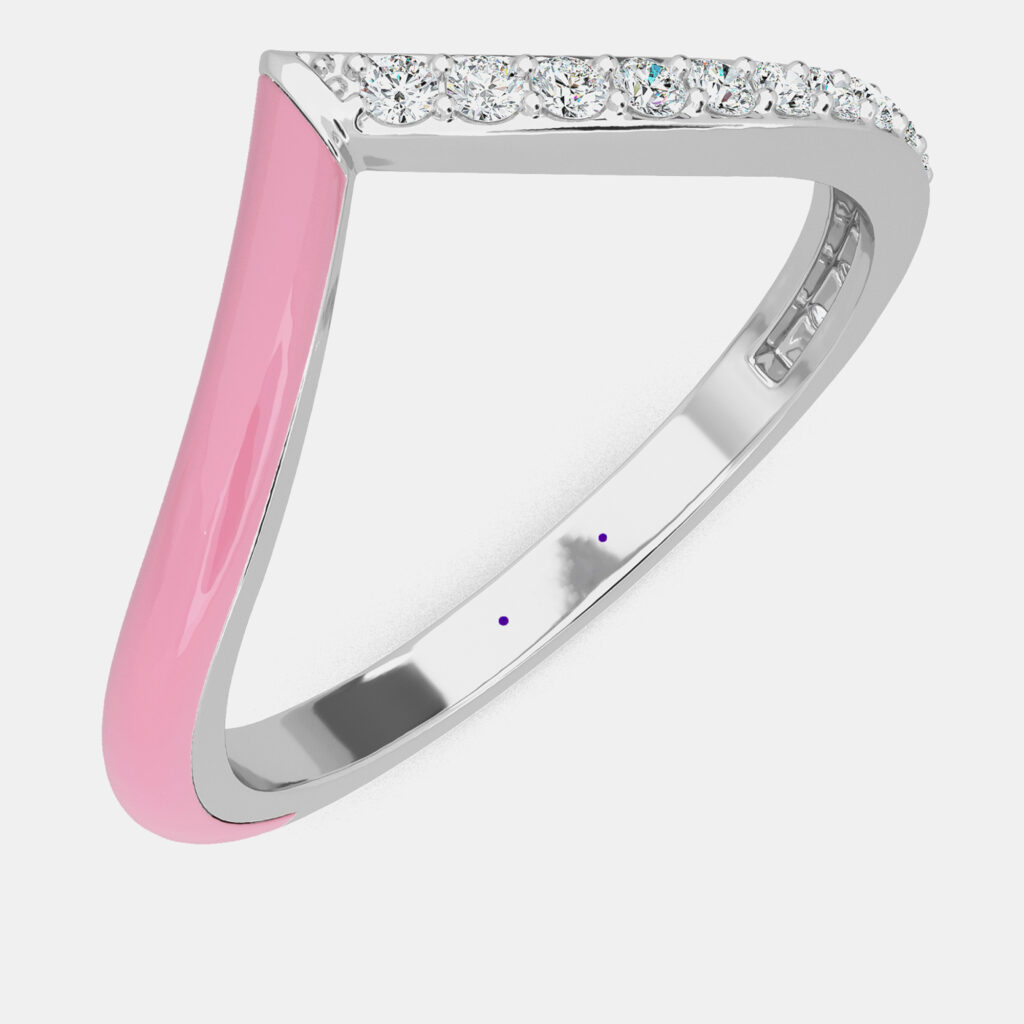 luxury-women-made-by-man-new-fine-jewelry-p1112047-003 Light Pink Ceramic Chevron Style Sterling Silver Lab Grown Diamond Ring US 7