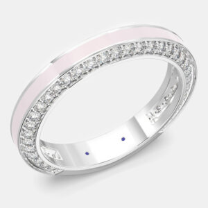 Classic Light Pink Ceramic Sterling Silver Lab Grown Diamonds Wedding Band US 7