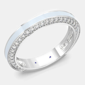 Classic Light Blue Ceramic Sterling Silver Lab Grown Diamonds Wedding Band US 7