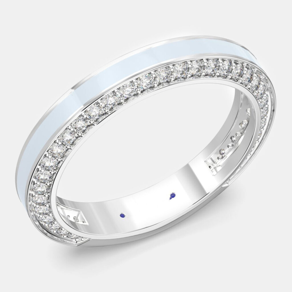 luxury-women-made-by-man-new-fine-jewelry-p1112061-001 Classic Light Blue Ceramic Sterling Silver Lab Grown Diamonds Wedding Band US 7