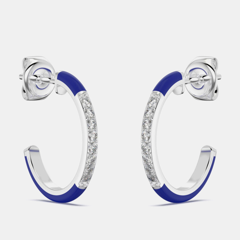 luxury-women-made-by-man-new-fine-jewelry-p1112085-002 Dark Blue Ceramic Sterling Silver Lab Grown Diamonds C Hoop Earrings