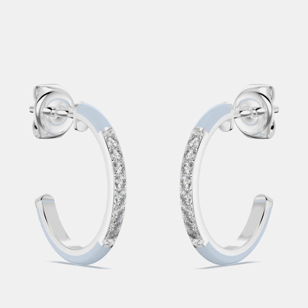 luxury-women-made-by-man-new-fine-jewelry-p1112088-002 Light Blue Ceramic Sterling Silver Lab Grown Diamonds C Hoop Earrings