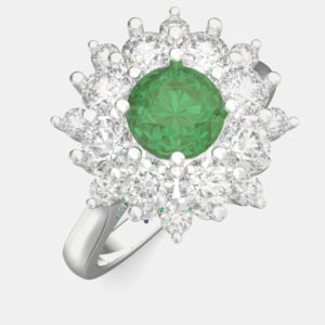 925 Sterling Silver Flower Color & Lab Grown Diamond Ring US 7