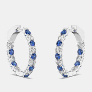 925 Sterling Silver Hoop Color & Lab Grown Diamond Earrings