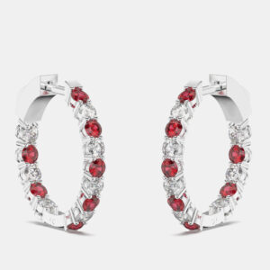 925 Sterling Silver Hoop Color & Lab Grown Diamond Earrings