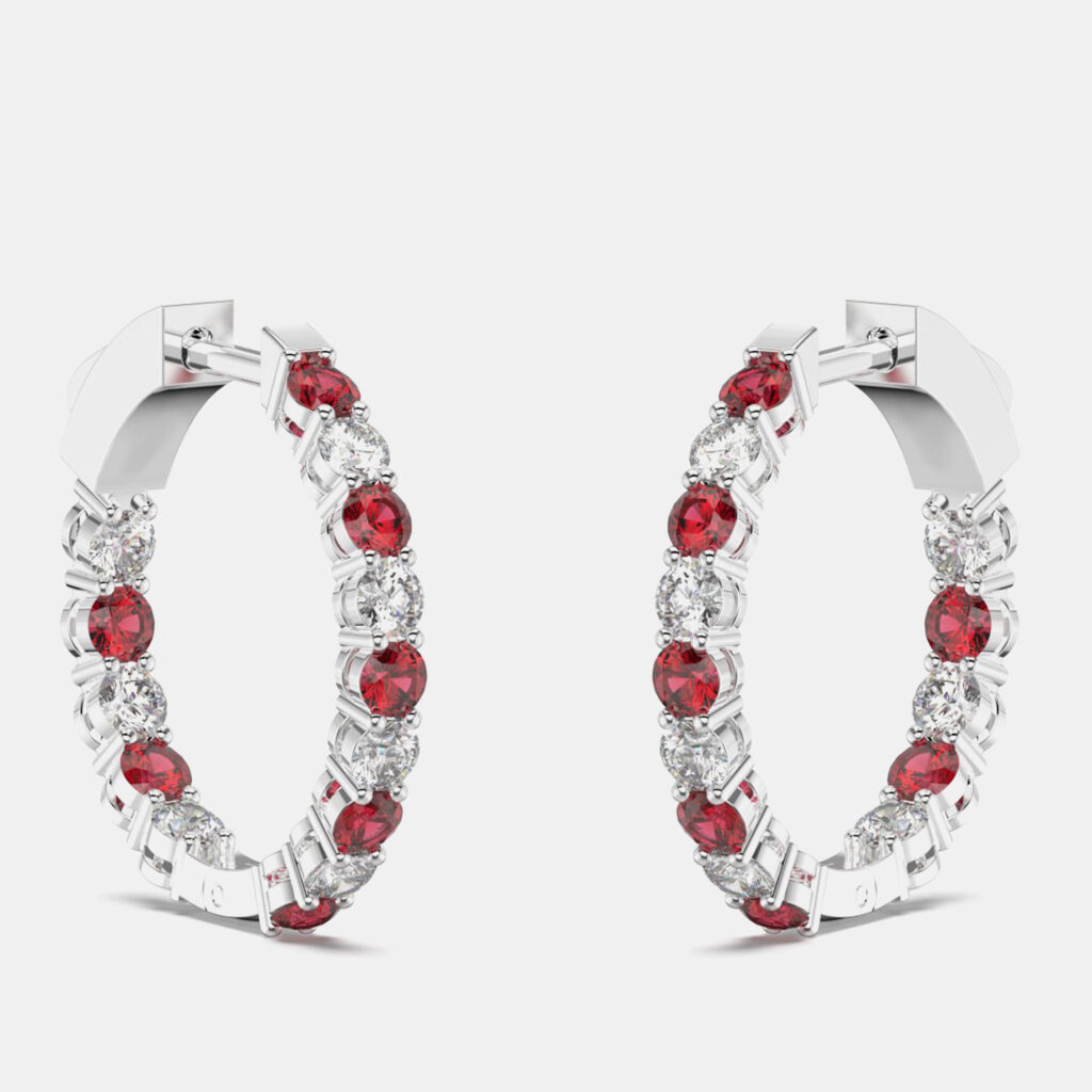 luxury-women-made-by-man-new-fine-jewelry-p1112146-002 925 Sterling Silver Hoop Color & Lab Grown Diamond Earrings