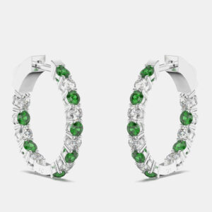 925 Sterling Silver Hoop Color & Lab Grown Diamond Earrings