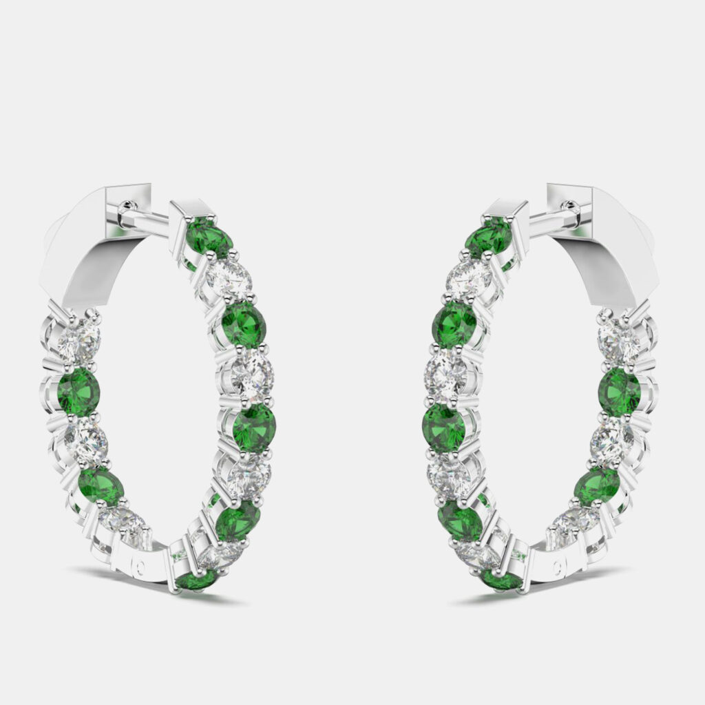 luxury-women-made-by-man-new-fine-jewelry-p1112147-002 925 Sterling Silver Hoop Color & Lab Grown Diamond Earrings