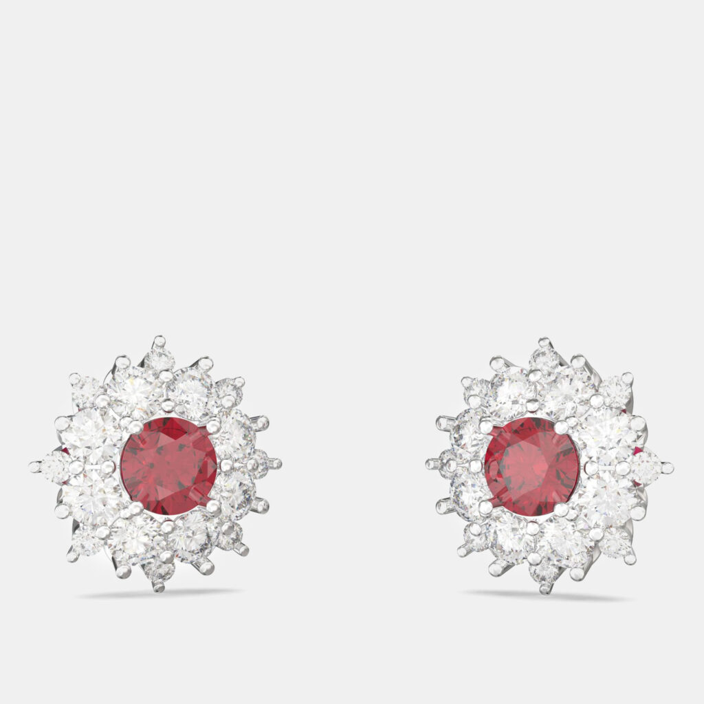 luxury-women-made-by-man-new-fine-jewelry-p1112149-002 925 Sterling Silver Flower Color & Lab Grown Diamond Stud Earrings