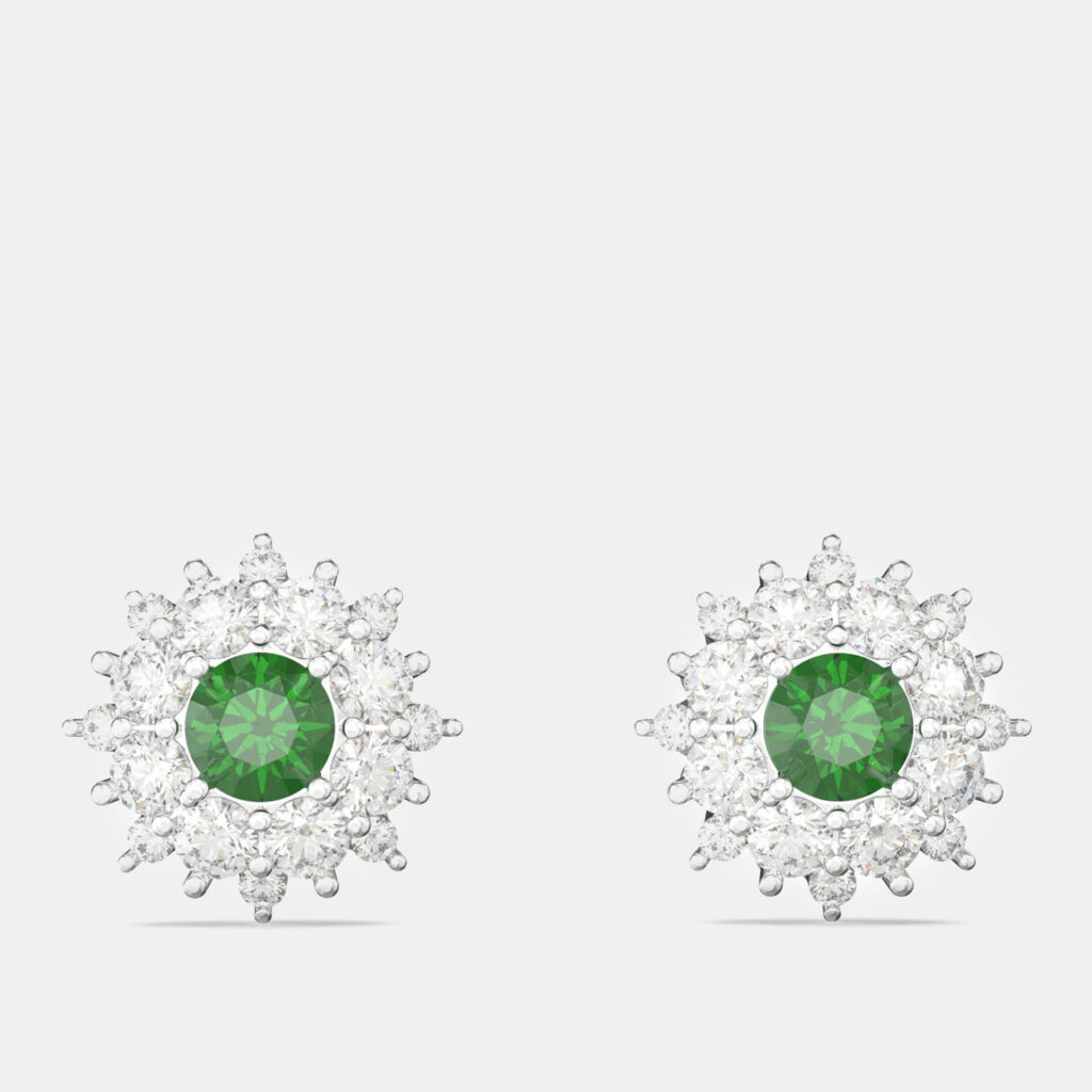 luxury-women-made-by-man-new-fine-jewelry-p1112150-001 925 Sterling Silver Flower Color & Lab Grown Diamond Stud Earrings