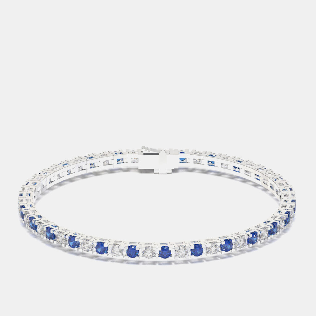 925 Sterling Silver Tennis Color & Lab Grown Diamond Bracelet