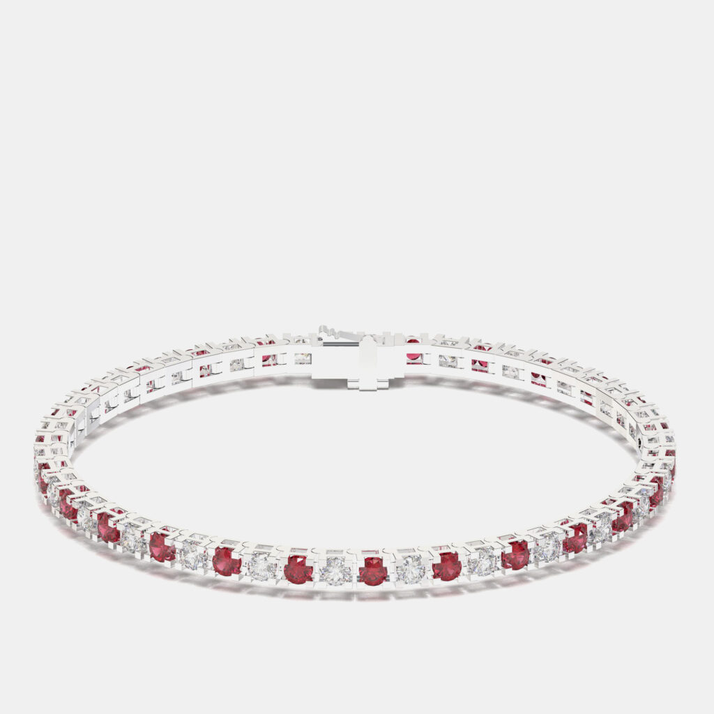 925 Sterling Silver Tennis Color & Lab Grown Diamond Bracelet