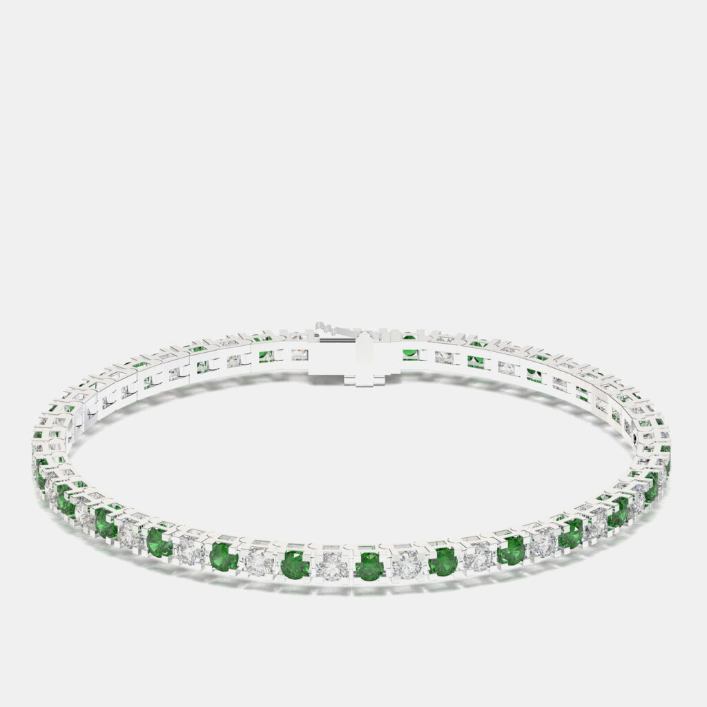 925 Sterling Silver Tennis Color & Lab Grown Diamond Bracelet
