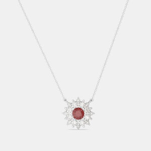 925 Sterling Silver Flower Color & Lab Grown Diamond Pendant