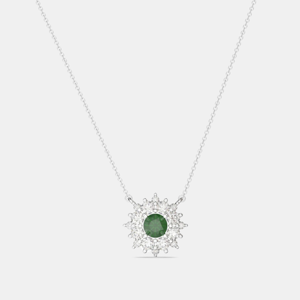 luxury-women-made-by-man-new-fine-jewelry-p1112156-001 925 Sterling Silver Flower Color & Lab Grown Diamond Pendant