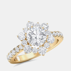 14K Rose Gold Starburst Halo Ring (2ctw) US 7