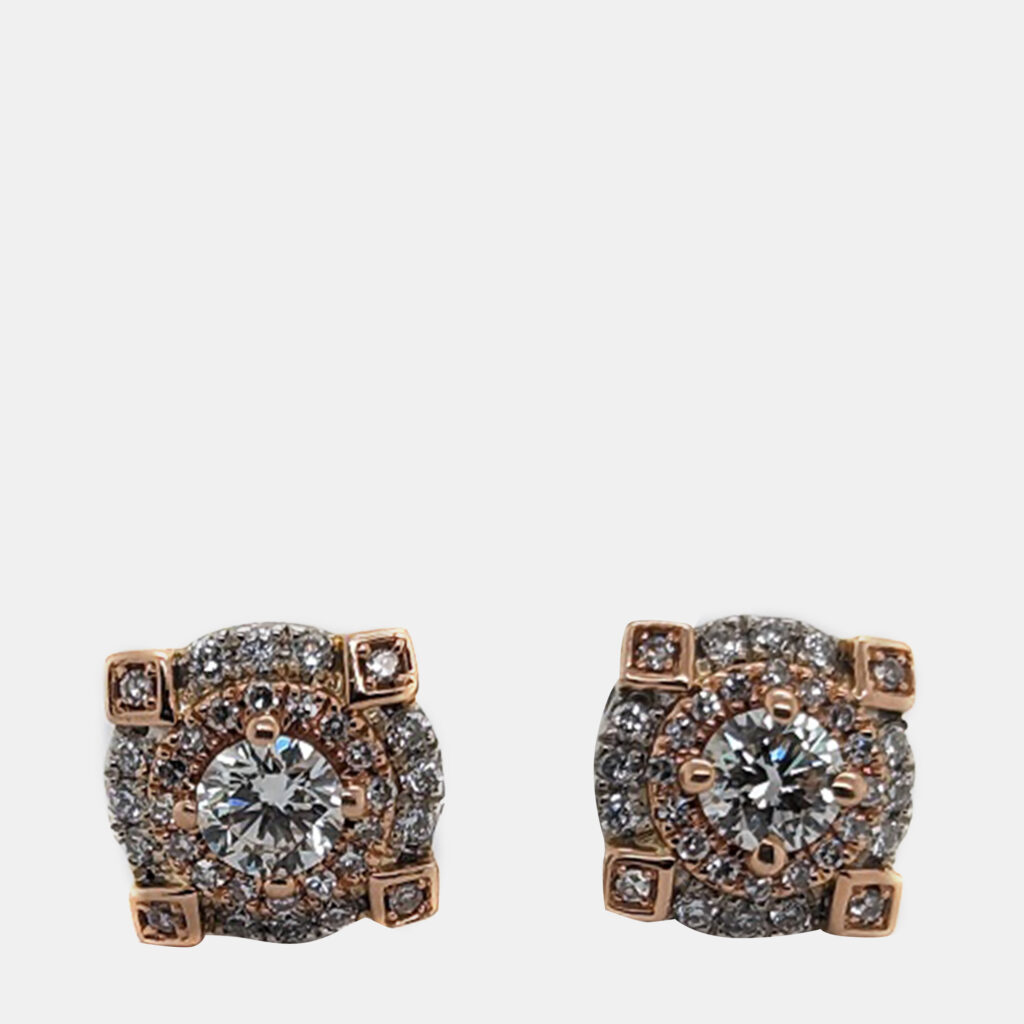 luxury-women-made-by-man-new-fine-jewelry-p1132026-001 14K Rose Gold/White Gold Round Cut White Halo Earring (1.30ctw)