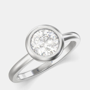 14K White Gold Bezel Set Round Solitaire Ring (1.00 ctw) US 7