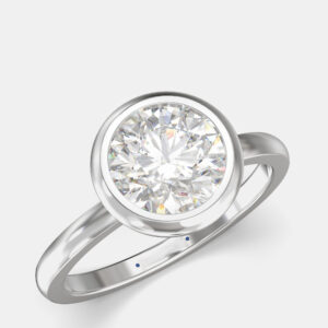 14K White Gold Bezel Set Round Solitaire Ring (1.50 ctw) US 7