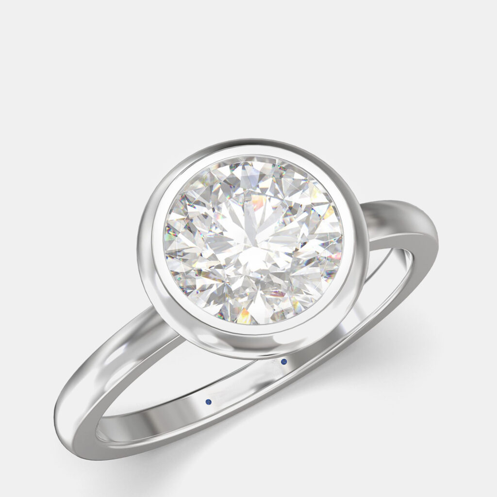 luxury-women-made-by-man-new-fine-jewelry-p1132064-001 14K White Gold Bezel Set Round Solitaire Ring (1.50 ctw) US 7